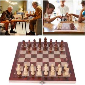 Foldable 29x29cm Wooden Chess Set - Strategic Thinking Gift for Kids & Adults - Picture 1 of 6