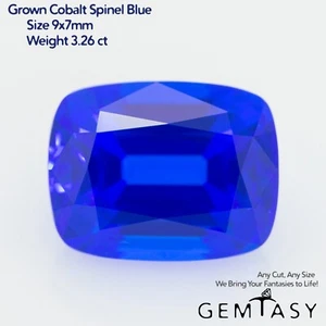 Piedra cortada - Espinela azul neón Czochralski (tirado) cultivado en laboratorio, faceta 9x7 mm 3,26 quilates - Imagen 1 de 4