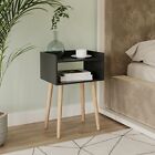 Modern Bedside Table Storage Display Unit with 2 Shelves & Solid Pinewood Legs