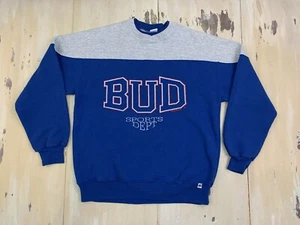 BUD SPORTS DEPT - Sudadera Azul de Colección Años 80-90 Budweiser Spellout, Para Hombre GRANDE - Imagen 1 de 12