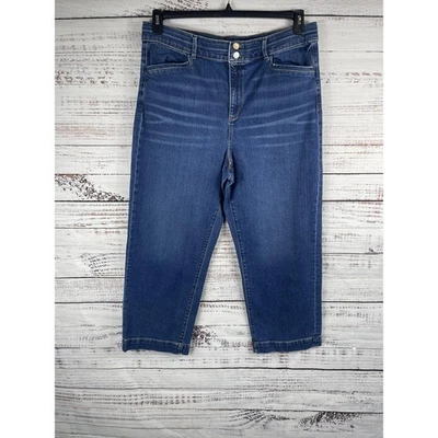 Ann Taylor Jeans Women's 16 Blue Easy Straight High Rise Denim Stretch Cropped - Image 1 of 4