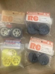 UNRUN VINTAGE TAMIYA RM-01 RM01 RM-01X RACING MASTER 1/12 JOB LOT WHEELS & TYRES - Picture 1 of 5