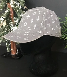 ABERCROMBIE & FITCH DISTRESSED GRAY CANVAS DIAMOND PRINT ADJUSTABLE STRAP CAP - Picture 1 of 16