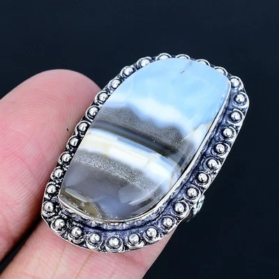 Кольцо ручной работы с опалом Owhyee покрытие серебро 925 размер США 7 - Изображение 1 из 3