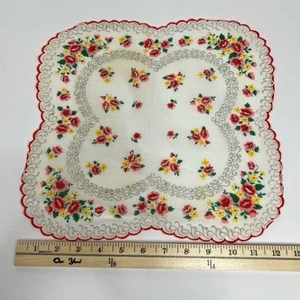 Vintage Handkerchief Scalloped Floral - Picture 1 of 4