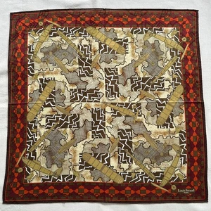 VTG Handkerchief Red Green Cotton Antique Fighter Planes~Geometric Pocket Square - Picture 1 of 3