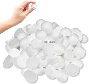 Styrofoam Half Balls 1 Inch,100Pc Large White Half Foam Balls for Crafts, DIY Cr - Picture 1 of 7