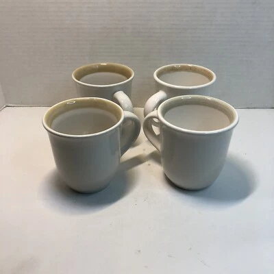 4 tazas de café Pfatzgraff cinta beige caramelo 3,75" de alto Foto 1 de 4