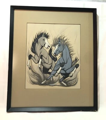 Serigrafía Frank Vigil 2 caballos salvajes arte nativo americano apache Foto 1 de 4