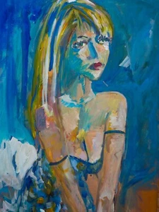 "Pintura artística original grande sobre lienzo estirado cebado 18"" x 24" - Imagen 1 de 4