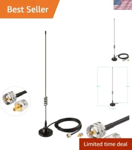 Dual Band Ham Radio Antenna - VHF/UHF, 136-520MHz, Magnetic Base, PL259 Male - Photo 1/10