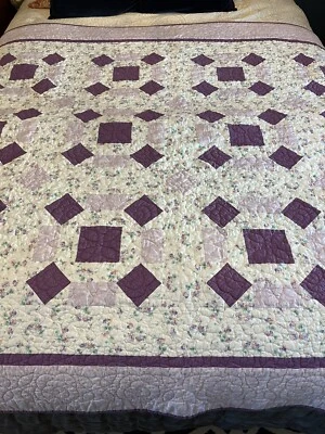 Винтажное лоскутное одеяло ручной работы лаванда лоскутное одеяло бабушка сердцевина - Изображение 1 из 4