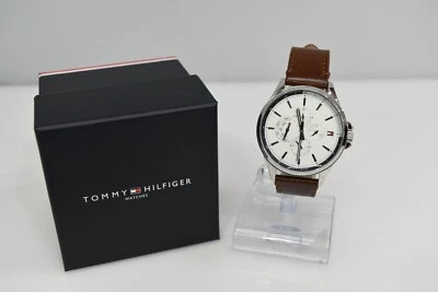 New Tommy Hilfiger Brown Leather White Dial 1791614 $135 Watch - Image 1 of 4