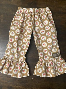 Matilda Jane Secret Fields Cameo Ruffles Pants Roses Brown Girls Size 4 - Picture 1 of 7