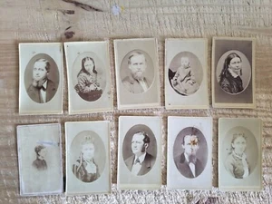 UNADILLA,NY.A LOT OF 10 VTG MINIATURE CDV POCKET SIZE PHOTOS - Picture 1 of 12