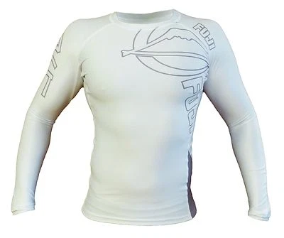 New Fuji Inverted MMA BJJ Jiu Jitsu LongSleeve Long Sleeve LS Rashguard - White - Image 1 of 4