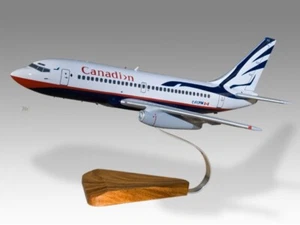 Boeing 737-200 Canadian Airlines Desk Wood Airplane New Model Small Scale 1/100 - Picture 1 of 13
