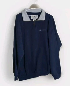 VTG Boeing OARSMAN 913 Sweatshirt Navy Blue Men's Sz LG Zip Collar Wpl00285 - Picture 1 of 3