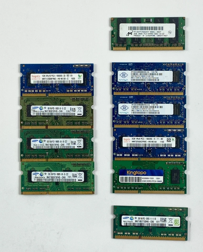 Samsung/ Hynix/ Kingtopo/ Nanya Memory for Laptop 1GB/ 2GB Lot of 10 - Image 1 of 4
