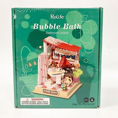 “Bubble Bath” Bathroom DS018 DIY Dollhouse Rolife 3D Wooden Puzzle Model Kit • 9.99$