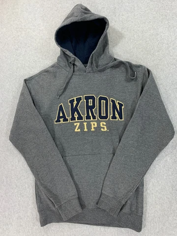 Akron Zips OVB Stitched Logo Hoodie Sweatshirt (Men's Small) Gray Cover