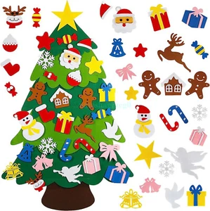 AUS DIY Felt Christmas Tree Set Detachable Ornaments Wall Hanging Kids Xmas Gift - Picture 1 of 19