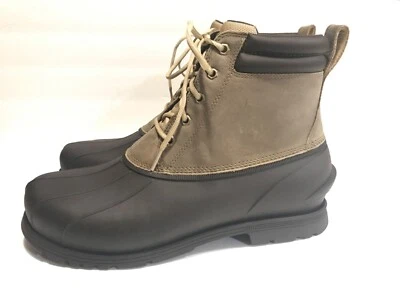 UGG Gatson Impermeable Goma Cuero Pato Botas Marrón Tostado Arena Hombres Talla 10 NUEVAS Foto 1 de 4