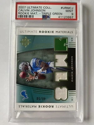 2007 Ultimate Collection Rookie Materials #ed 40/50 Calvin Johnson PSA 9 - Image 1 of 2