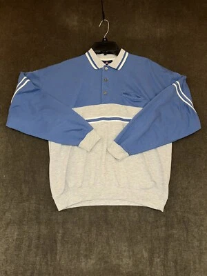 vtg PURITAN banded hem L/S colorblock polo shirt L Young Sheldon sopranos dad - Image 1 of 4