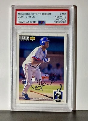 Curtis Pride 1994 Upper Deck Collector's Choice MLB #233 Card PSA 8 Auto 10 - Image 1 of 2