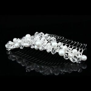 Handmade Bridal Rhinestone Crystal Flower Prom Wedding Tiara Hair Comb 8939 