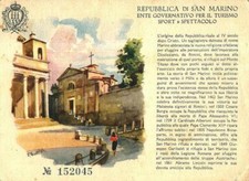 em 044 1954 SAN MARINO Propaganda turistica Cart. numerata -VG Ed. SAIGA Genova