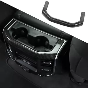 Bisel de ajuste del panel portavasos trasero de fibra de carbono para Dodge Ram 1500 2018 2019 2020 - Imagen 1 de 8
