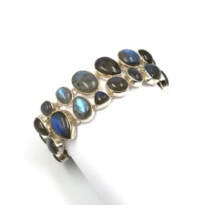 Bracciale 16,0-20,5 cm in argento 925 labradorite cabochon gioielli da donna ... - Immagine 1 di 4