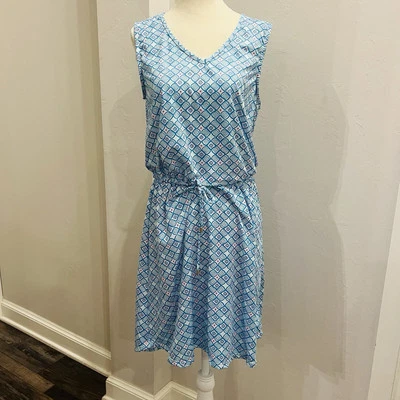 CABANA LIFE M Geo Cinched Waist UPF 50+ Cover-up Dress - Image 1 of 4