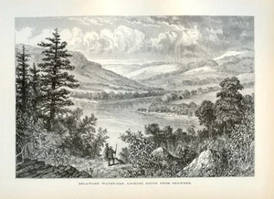 Delaware Water Gap Appalachia Antique Wood Engraving 1872 Scenic River View - Picture 1 of 3