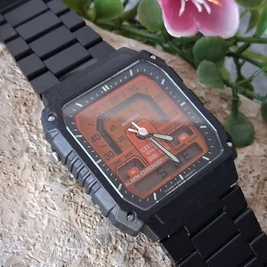 Serviced 1981 Citizen Combo F1 RARE Orange Dial Men's Vintage Watch New Bracelet - Picture 1 of 18