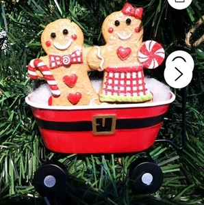 Holiday Time Lebkuchen Frohe Weihnachten Wagen Ornament 4,5" oder Tischplatte Dekor  - Bild 1 von 4