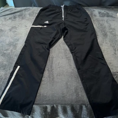 Adidas Climaproof Track Pants Mens Small Black Polyester Zip Pockets Athletic - Image 1 of 4