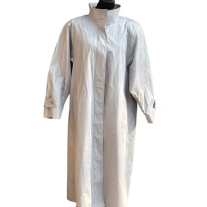 London Fog Womens 14P Light Grey Classic Trenchcoat Hidden Buttons Lined Long - Picture 1 of 9