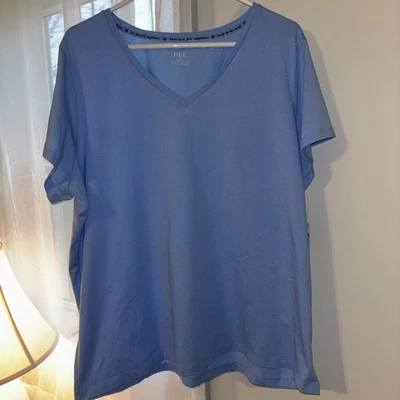 HUE Women’s Size 2X Bella Blue Short Sleeve Sleep Top NWT Cotton Blend - Image 1 of 4