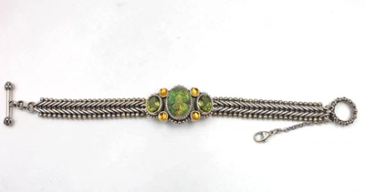 Браслет-переключатель Stephen Dweck из чистого серебра с резным камнем граненым перидотом - Изображение 1 из 4