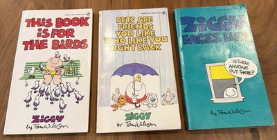 Ziggy Paperback Books 3 LOT by Tom Wilson This Book Is For The Birds Faces Life - Image 1 of 4