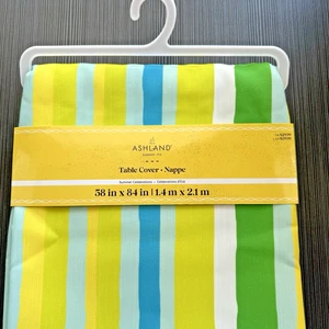 Ashland Summer Celebration Table Cloth Yellow Multicolor 58in X 84in Party Fun - Picture 1 of 7