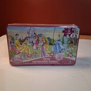 Disney Princess Panoramic Puzzle 3 in 1 in tin NEW - Picture 1 of 6