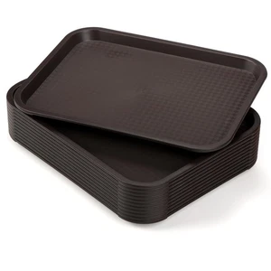 12 Pack Plastic Fast Food Trays, 13.7 x 10.5 Inch Rectangular Cafeteria Trays... - Picture 1 of 9