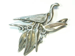 3,25 Zoll Lange Vintage signierte Mings Sterling Paradiesvogel Anstecknadel Brosche Honolulu - Bild 1 von 6