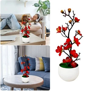 Silk Flowers Simulation Flower With Plastic Vase Potted Arrangement Home decor - Picture 1 of 7