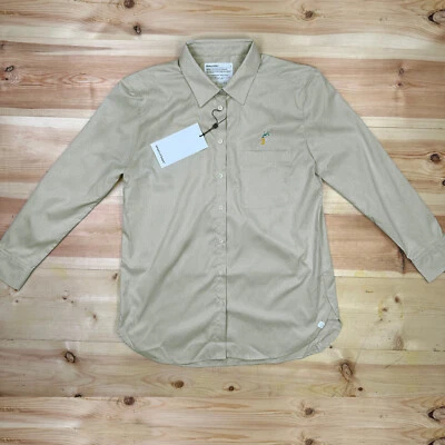 Camisa de Vestir Ministry of Supply AERO ZERO Botón Frontal Preppy M Beige Nueva con Etiquetas Foto 1 de 4