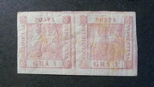 ITALIA  ITALY 1858 NAPOLI STEMMA  2 Sicilie 1gr.x 2 carminio MH*  ss.4  Certif. - Picture 1 of 3